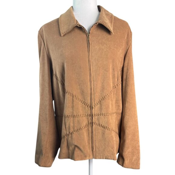 Norton McNaughton Women's Tan Zip Front Jacket Stretch Polyester Blend Size 14 - Picture 4 of 8